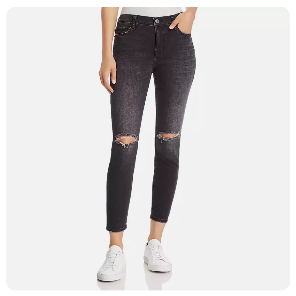 Current/Elliott Stiletto Distressed Ankle Skinny Jeans Size 30 Gray